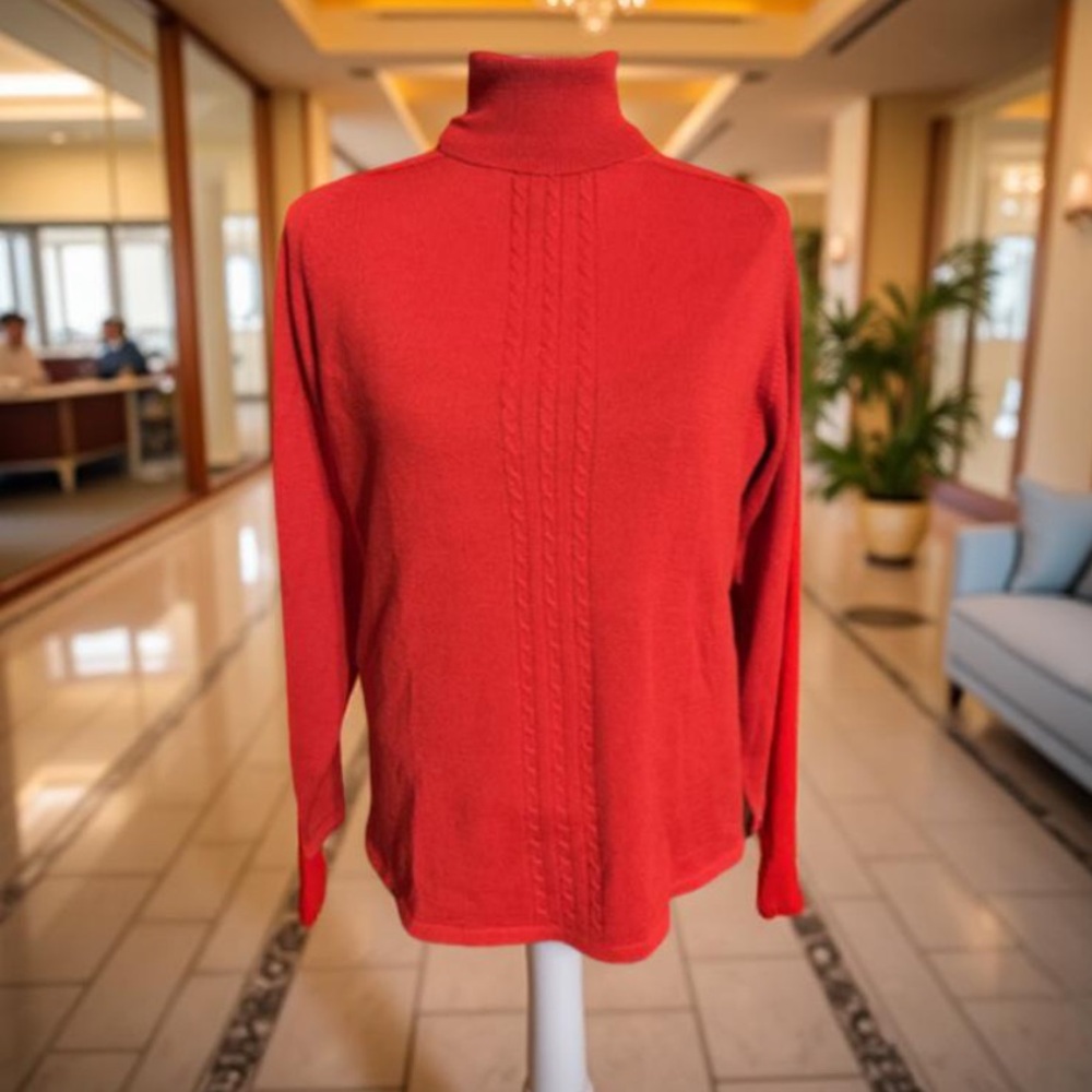 Rafaella Merino Wool Red turtleneck Sweater Merino Wool Rafaella L